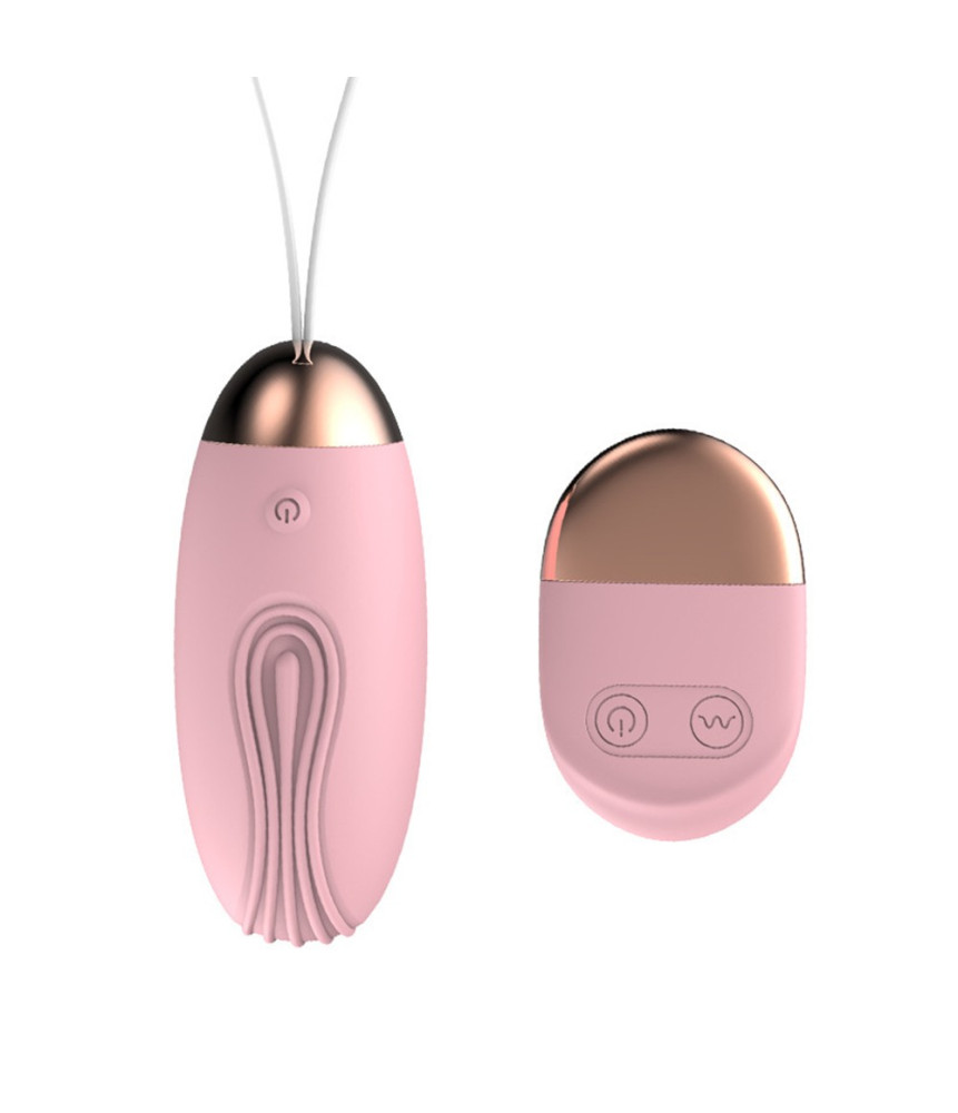 Oeuf vibrant rainuré rose USB avec télécommande - TOD-008PNK